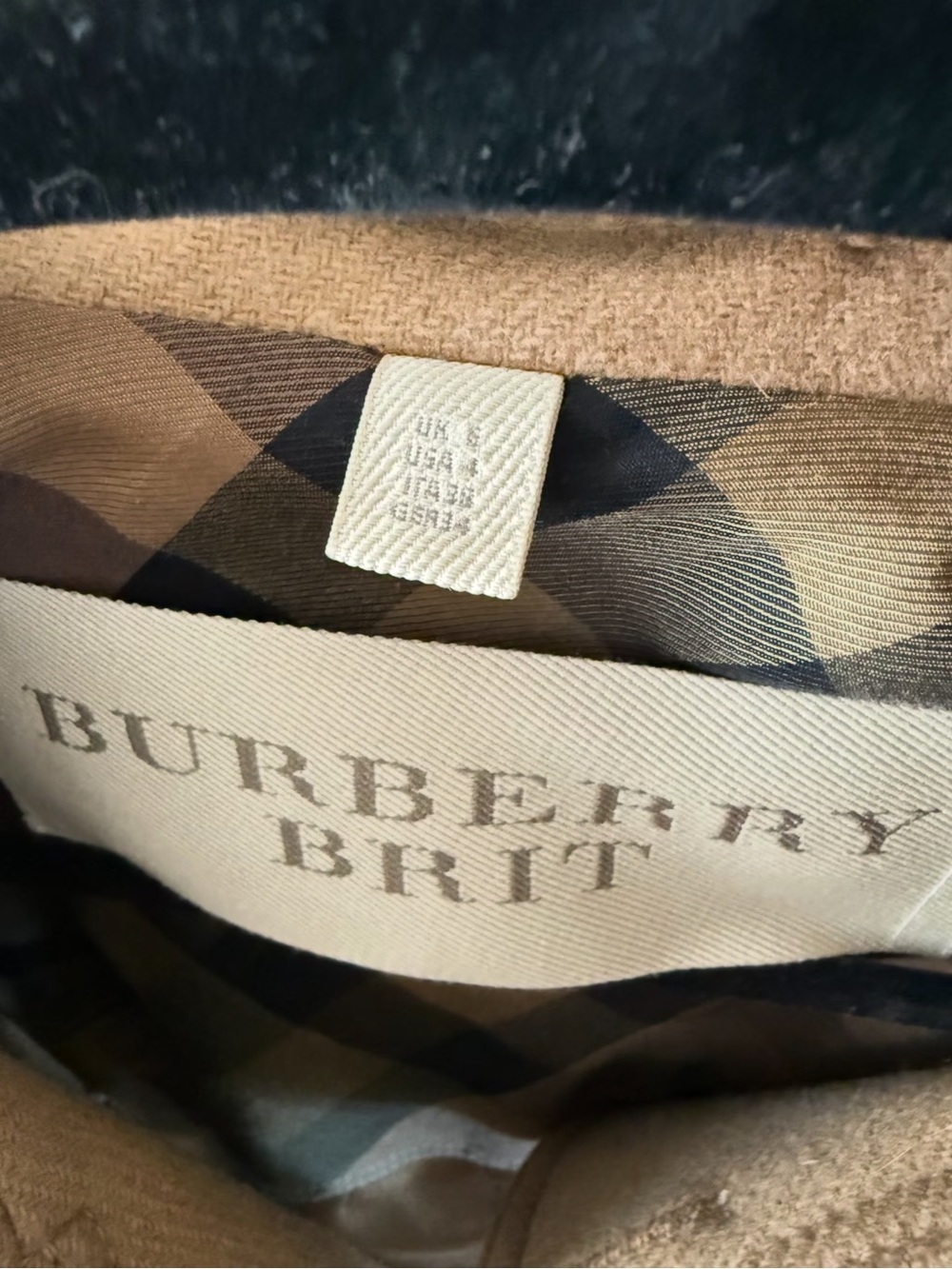 Burberry Camel/Tan Double-Breasted Wool Pea Coat - Picture 2 of 2